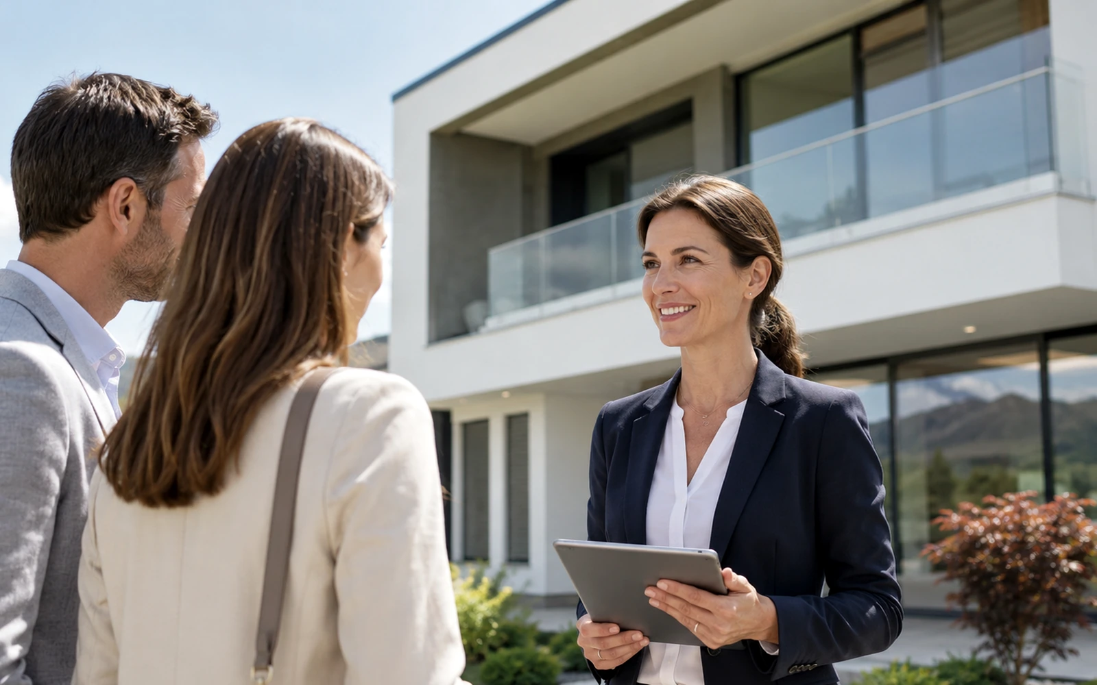 Symbolische Vorbereitung und Besprechung eines Immobilientermins.